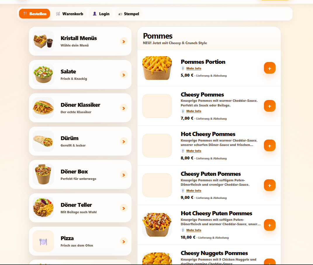 Kristall Döner – digitales Bestellsystem für Restaurant und Alltag Ansicht 1